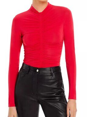A.L.C. Ansel Red Stretch Ruched Long Sleeve XS